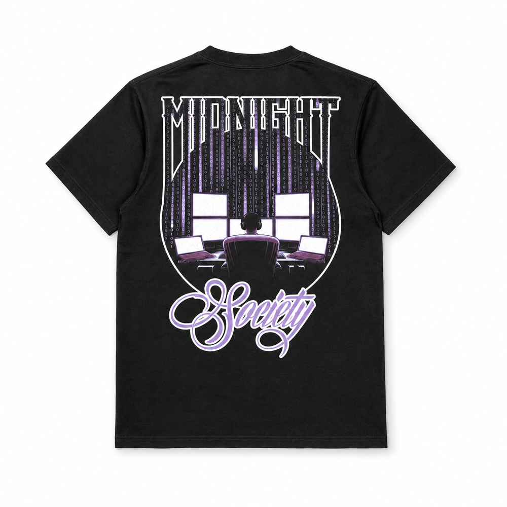 Midnight Matrix oversized black graphic T-shirt by Midnight Society, back view