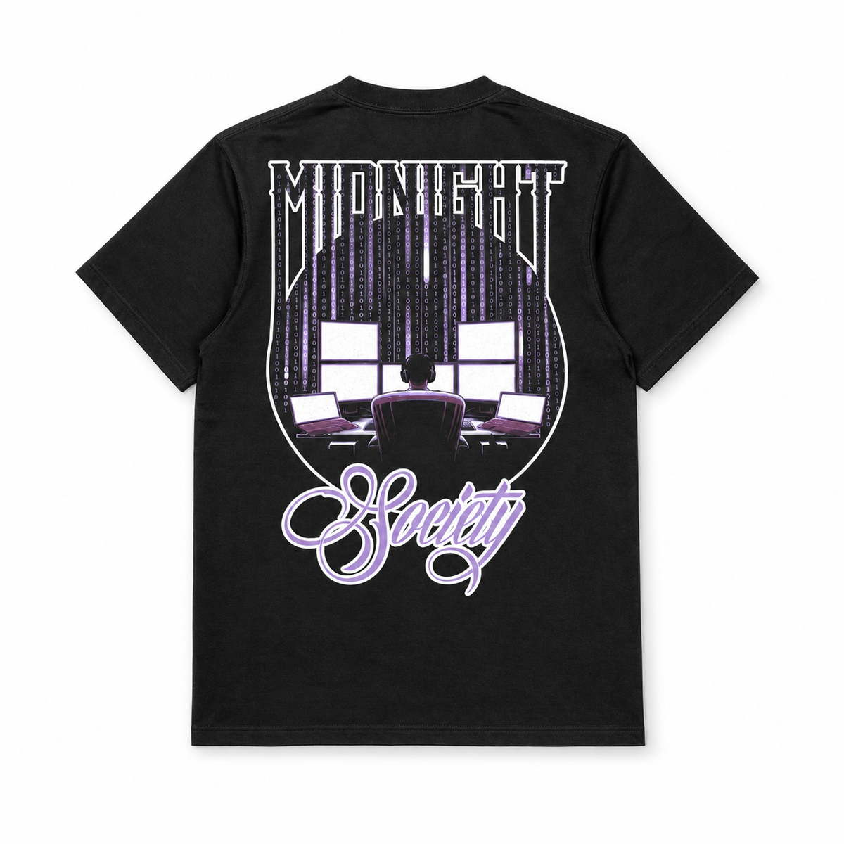 Midnight Matrix oversized black graphic T-shirt by Midnight Society, back view