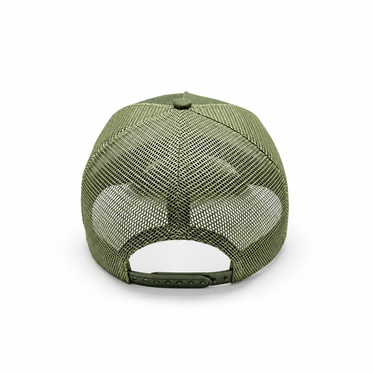 Khaki Distressed Snapback cap by Midnight Society, rear view