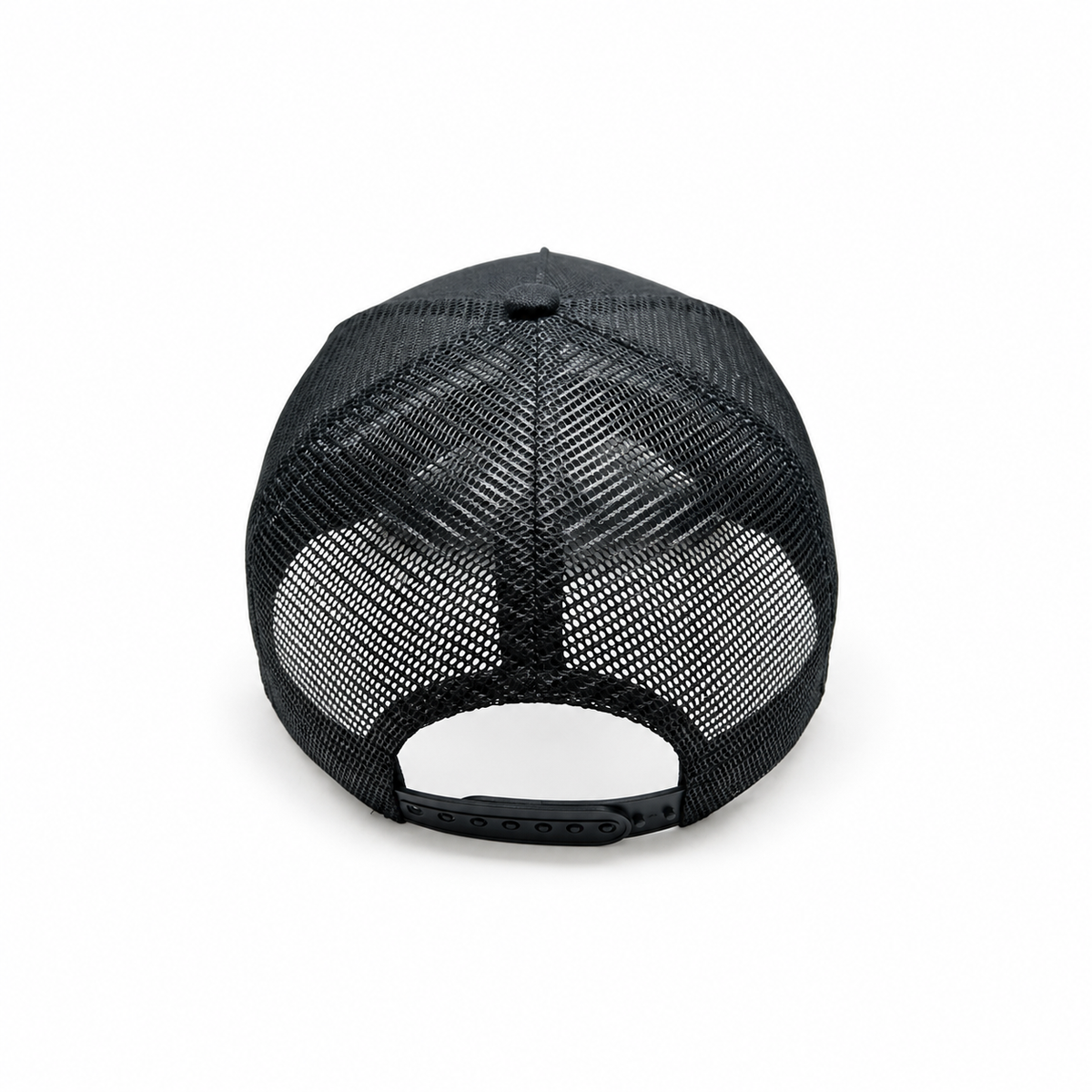 Black Distressed Snapback cap by Midnight Society, rear view
