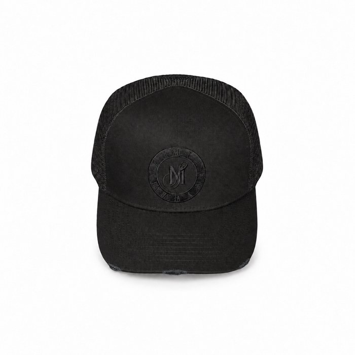 Triple Black Distressed Snapback