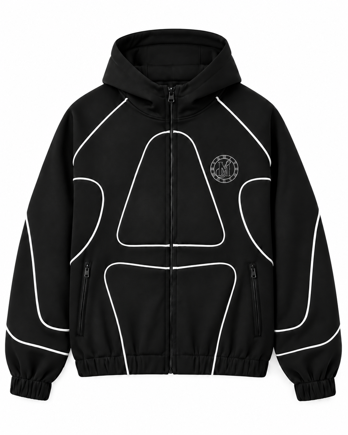 The Peripheral black hoodie, front view