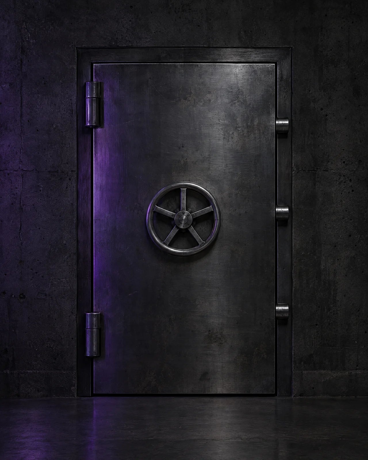 The closed steel Vault door